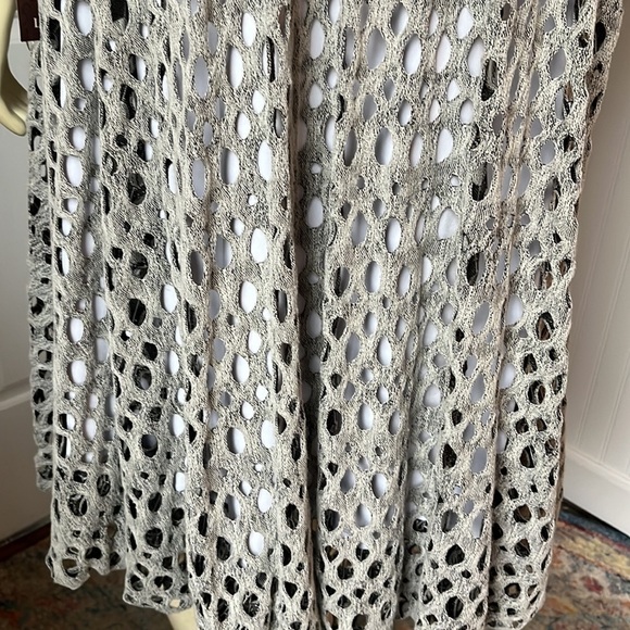 NWT Design Today's Net Bubble 3/4 Sleeve Dress Mesh Gray & White L - Picture 9 of 12